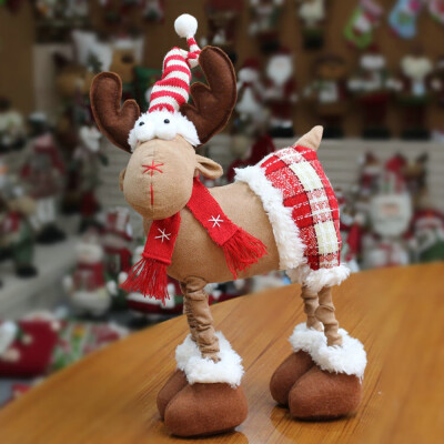 

Toponeto Handmade Christmas Plush Rustic Plaid Moose Stuffed Animal Gift Home Ornaments