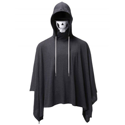 

Toponeto Mens Fashion New Style Skull Mask Cloak Large Size Novelty Pure Color Blouse