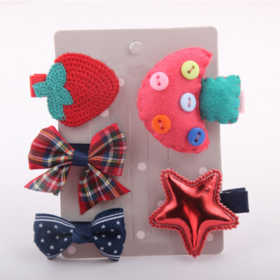 

5 Pcs Children Hair Accessories Lovely Headwear Set Cute Baby Girls Cartoon Hair Clip Hairpin