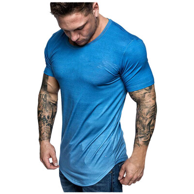 

Toponeto Fashion Mens Summer Slim Casual Fit Gradient Color Short Sleeve Top Blouse