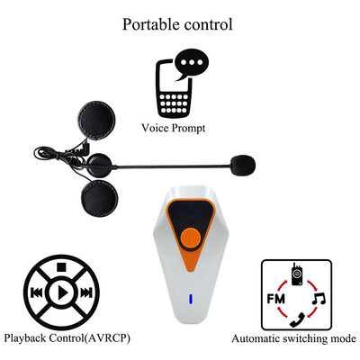 

WT002 Motorcycle Helmet Bluetooth Intercom Wireless Interphone with Headphone 1000M Full-duplex Support IPX5 Waterproof FM Hands-f