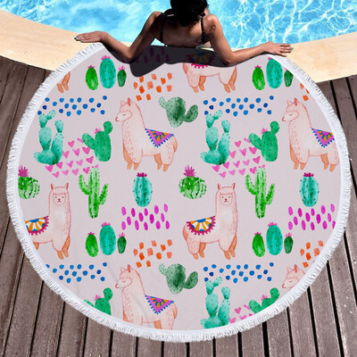 

Gobestart 1 PC Round Beach Pool Home Shower Towel Blanket Table Cloth Yoga Mat