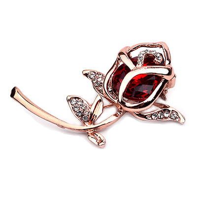 

Rose Flower Brooch Rhinestone Rose Gold Crystal Rose Gold Brooch Set Birthday Gift Accessories