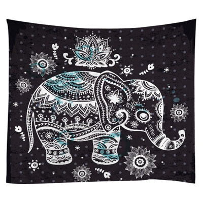 

Psychedelic Elephant Tapestry Hippie Indian Mandala Wall Tapestry Polyester Fabric Printed Wall Decor Beach Towel Blanket