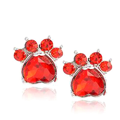 

Dog Pet Paw Animal Birthstone Earring Crystal Heart Earrings Print Charm Birthstone Gift For Lovers Earrings Jewelry