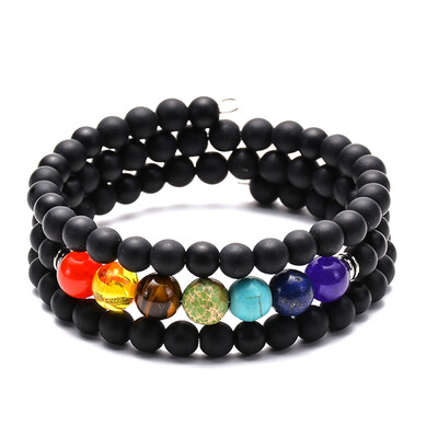 

7 Chakra Healing Bracelet Multilayer Natural Stone Lava Rock Essential Oil Diffuser Bracelets Bangles For Unisex Women Men