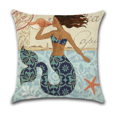 

Case Linen Goods Mermaid Mermaid Cotton Linen Pillow Case Cotton Charm Vintage Protector Cushion Sofa Beautiful