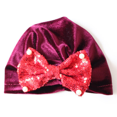 

Infant Toddler Solid Cap Pearl Edge Bow-Knot Hat For Kids Girls Newborn Hat