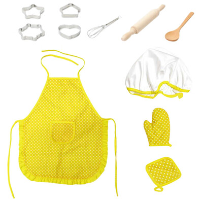 

YIWULA11pcs Kids Cooking And Baking Set Kitchen Costume Role Play Kits Apron Hat