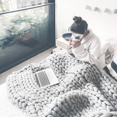 

Home Decor Chunky Knit Throw Blanket Wool Handmade Arm Knit Super Soft Thick Large Luxury Cozy Sofa