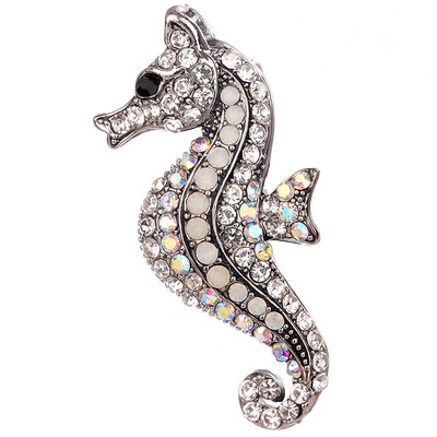 

New Mode Style Vintage Crystal Large Brooches For Women Men Animal Sea Horse Hippocampus Brooch Lovely Enamel Pins Jewelry Gifts