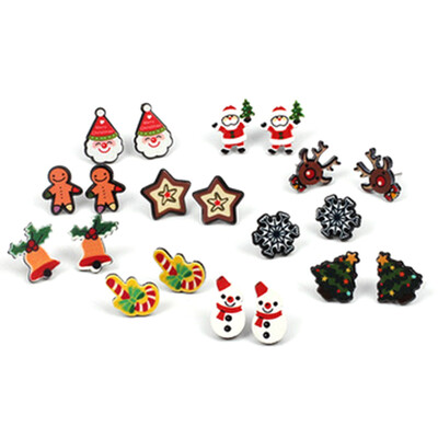 

Christmas gift full drill red bowknot earrings deer head crutch earrings earrings suit women Japan&South Korea