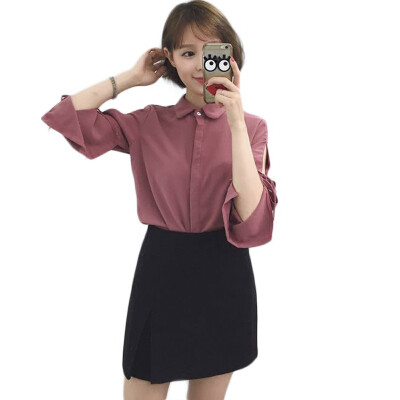 

Women Shirt Blusas Turn-down Collar Bow Tie Shirt Elegant Ladies Formal Office Blouse