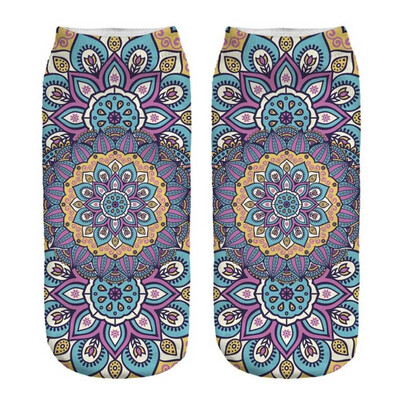 

New Arrival Short Mandala Socks Women 3D Print High Quality Polyester Beauty Flower Low Cut Ankle Socks