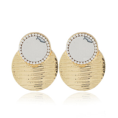 

Beautiful Fashion Round Geometric Marble Natural Stone Resin Stud Earrings For Women Christmas Gift