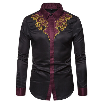 

Tailored Mens Summer Fashion Business Leisure Printing Long-sleeved Shirt Top Blouse
