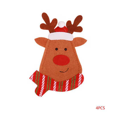 

Fork Cutting Utensil Christmas Xmas Reindeer Spoon Case Sleeve Protector Clothes Bag Tableware Decoration