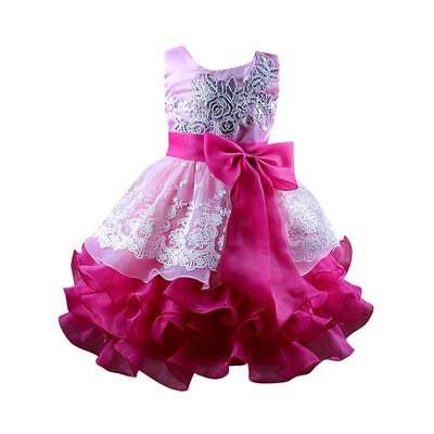 

2017 New Fashion Kids Ceremonies Party Dresses Tulle Ruffles Childrens Princess Wedding Gown Little Baby Girl Dress 4 Colors