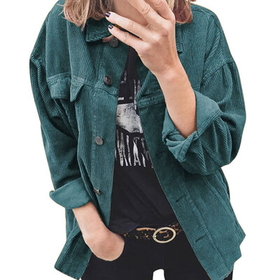 

Autumn Women Jacket Coat Long Sleeve Solid Color Loose Single-Breasted Coat