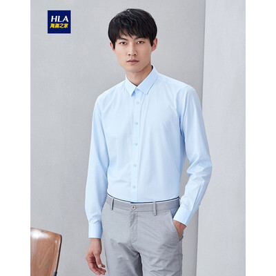 

HLA Haishus parents sleeve dress shirt men 2019 spring new twill jacquard comfortable long lining HNCAD1R001T light blue pattern 01 17596Y 41