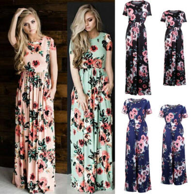 

Summer Family Matching Mother&Daughter Girls Floral Outfits Clothes Dresses