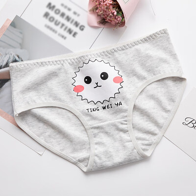 

Women Summer New Fashion Design Mid Rise Seamless Cotton Underwear Briefs Cartoon Print Cute Lingerie Ladies Underpants