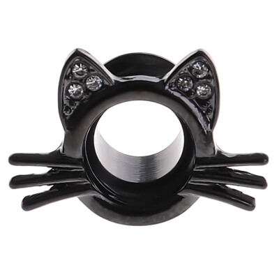 

1 Pair 6-25mm Stainless Steel Diamond Cat Style Ear Tunnels Plugs Expander Ear Piercing Flesh Tunnel