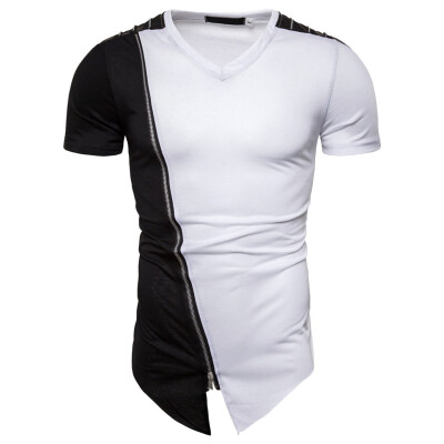 

Toponeto Fashion Mens Summer Casual Slim Patchwork Short Sleeve T Shirt Top Blouse