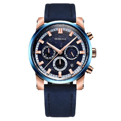 

OCHSTIN Business Men Watch Leather Strap Quartz Sport Wristwatch Calendar Fashion Casual Male Luminous Watches