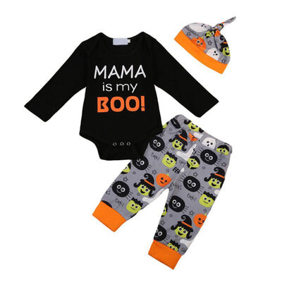 

3pcsSet For Kids Spring Autumn Casual Fashion Baby Letter Printing Romper And Trousers And Hat Kids Three-piece Outfit Set