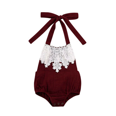 

0-24M Newborn Baby Girl Ruffled Lace Halter Romper Outfit Clothes Playsuit Clothing Set