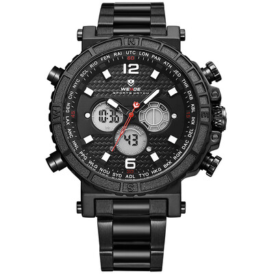 

WEIDE WH6305 Quartz Digital Electronic Watch Three Sub-Dials Dual Time Date Week Time Display 3ATM Waterproof Timer Business Men F