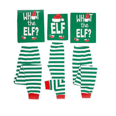 

Family Matching Christmas Pajamas Sleepwear Letter Printed Long Sleeve Tops Green Striped Pajamas Pant Set New