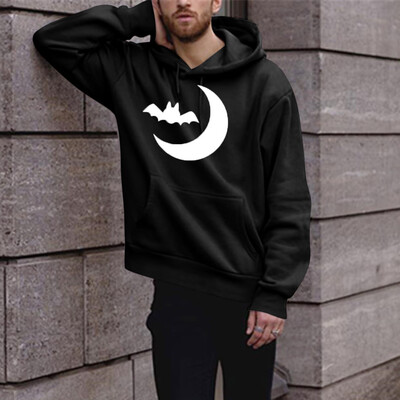 

Toponeto Mens Fashion Winter Solid Printed Long-sleeved Hooded SweatShirt Halloween Tops