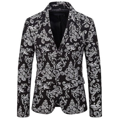 

Toponeto Fashion Mens Casual Print Suit Lapel Slim Fit Stylish Suit Coat