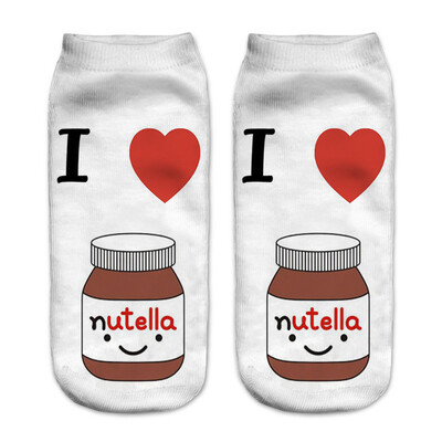 

1Pair Food Cartoon 3D Printing Socks Women Fashion Summer Cotton Low Cut Ankle Short Socks Female Fresh Style