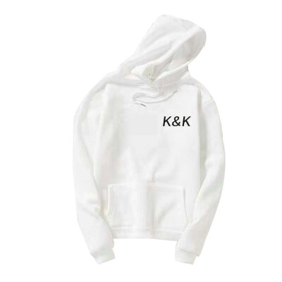 

Fashion New Korean Star With The Same Paragraph KK Letter Printing Couple Hooded Sweatshirt Small K White 3XL