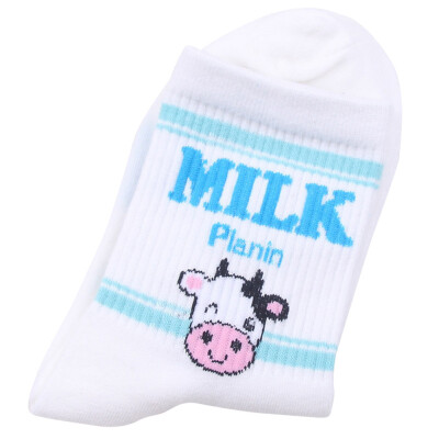 

1 Pair Girl Ladies Ankle Socks Pink Strawberry Milk Design