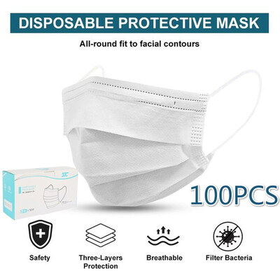 

50100Pcs Profession Medical Mask 3-Ply Nonwoven Disposable Elastic Mouth Soft Breathable Face Mask Anti-pollution Flu Mask