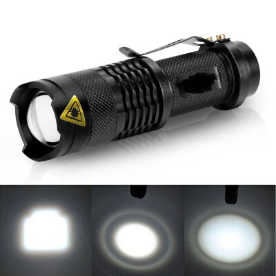 

260LM Black Portable Flashlight Torch Q5 LED Zoomable Torch Lamp Flash Light