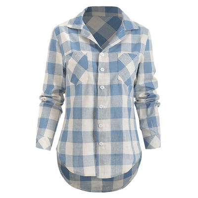 

Fashion Plaid Womens Tops&Blouses Women Casual Long Sleeve Button Pockets Blouses Tops Female Shirt blusas mujer de moda