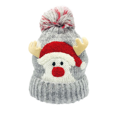 

Winter Warm Ball Knitted Baby Caps Boys Girls Santa Claus Patter Baby Hat Cute Children Christmas Caps 3-7T