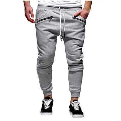

Gobestart Men Zipper Pure Color Overalls Casual Pocket Sport Work Casual Trouser Pants