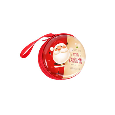 

Gobestart Santa Claus Snowman Tinplate Change Round Creative Coin Headphones Storage Box