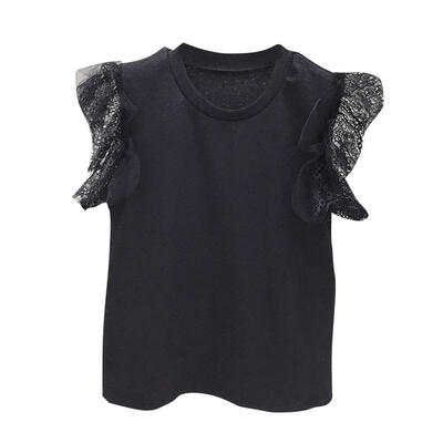 

Baby Girl Clothes Summer Toddler Girls Lace Sleeveless Solid Print Tops T-shirt Blouse Cotton Casual Children Outfits