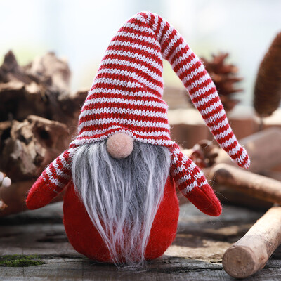 

Gobestart Striped Cap No Face Doll Little Figurine Decoration Nordic Land Old Man Doll