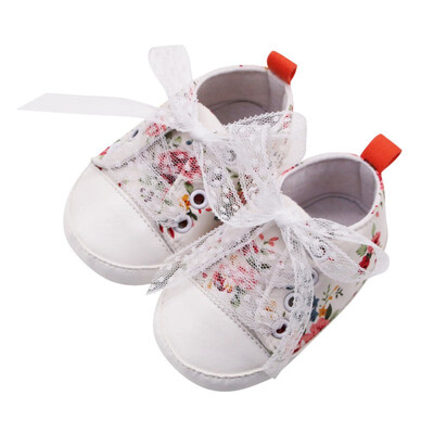

Newborn Toddler Infant Baby Girls Floral Print Autumn Lace-Up First Walkers Sneakers Shoes