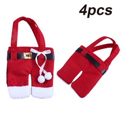 

4x Santa Claus Suit Christmas Cutlery Holder Silverware Pockets Bag Decorations