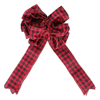 

Christmas Treetop Bowknot Pendant Checker Cloth Bow Treetop Widget Christmas Decorations