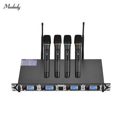 

Muslady D4 Professional 4-Channel UHF Wireless Microphone System Includes 4 Handheld Mics 1 Rack-Mount Receiver for Business Mee